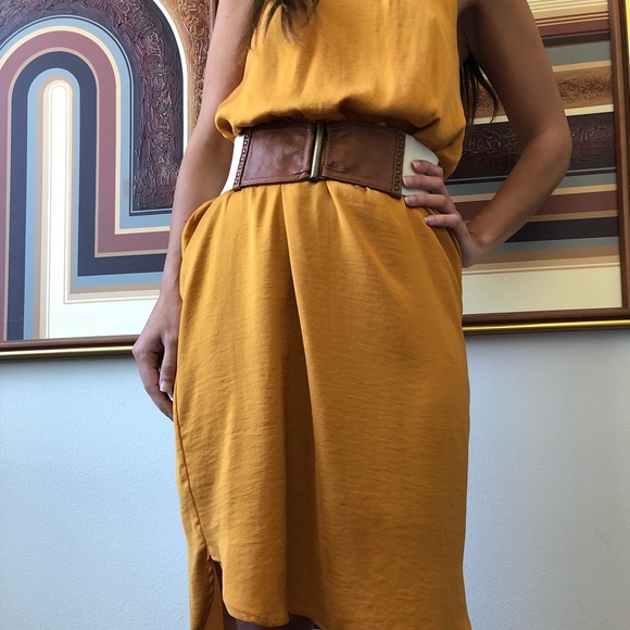 Mossimo Supply Co. Dresses & Skirts - ✨Mustard yellow silk slip high neck halter dress✨